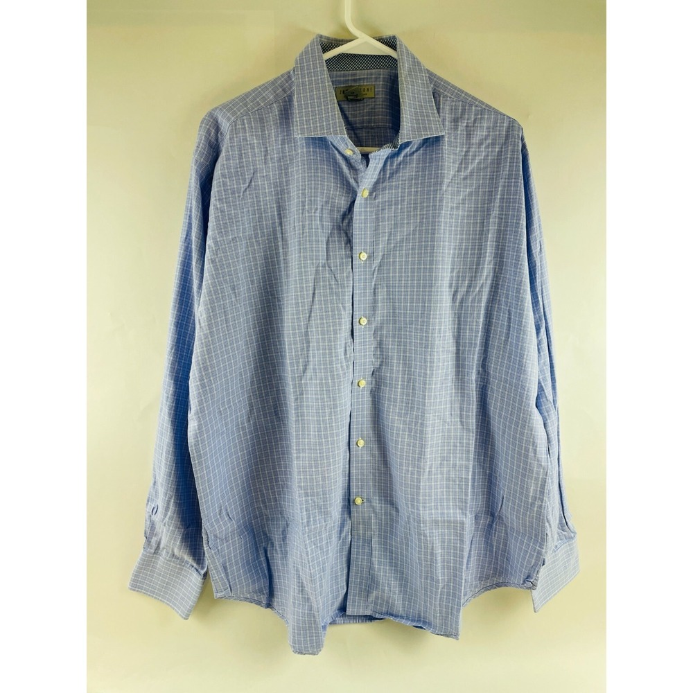 Jack Stone Shirt Men's Size XL Blue Check Long Sleeve  Button Up